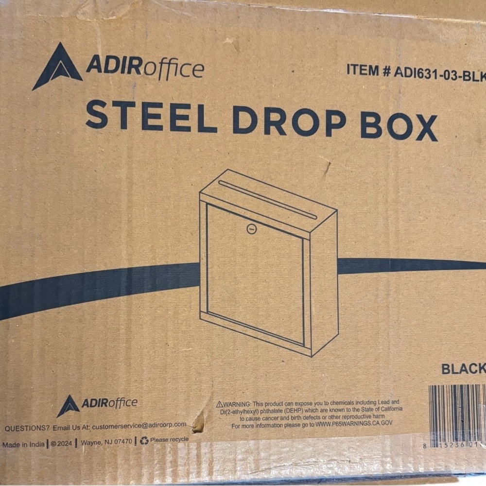 AdirOffice Large Steel Multi-Purpose Secure Drop Box (Item #ADI631-03-BLK) NIB - Picture 10 of 10